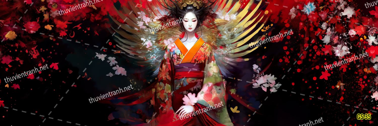 Tranh dán tường hoa cô gái Geisha Nhật Bản-GS-35 - Kết quả tìm kiếm tranh tường